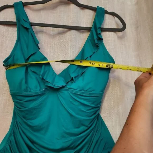 Lauren Ralph Lauren Teal Onepiece With Ruffles - Picture 4 of 7